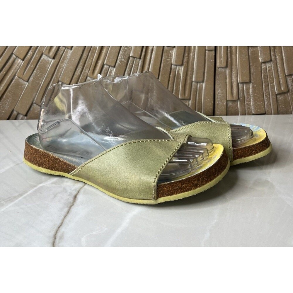 Tabarca Women Thong Slide Sandals Uk 6 Us 8 Green Leather Cork